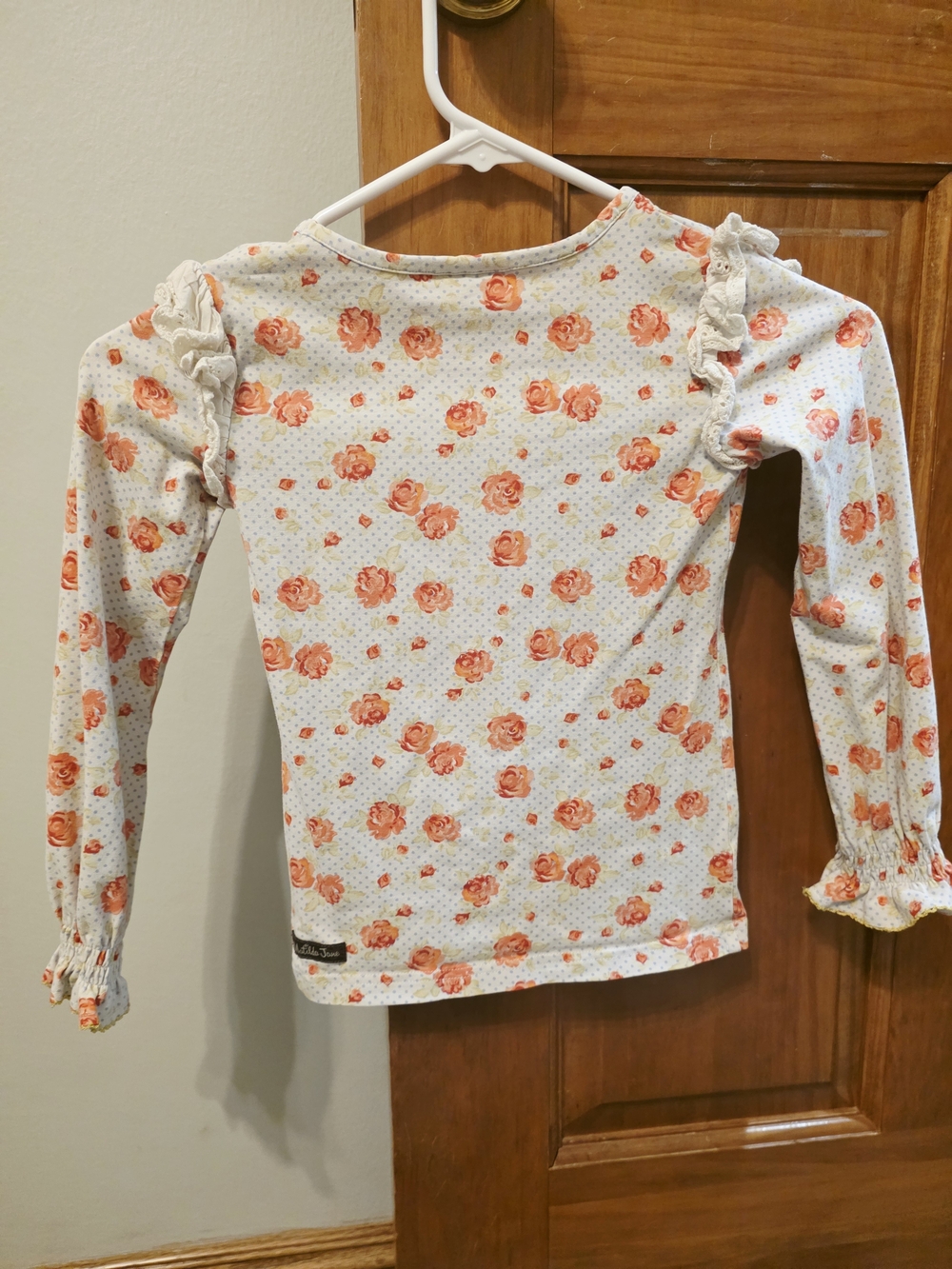 Matilda Jane White Long-Sleeve Top with Coral Rose Print